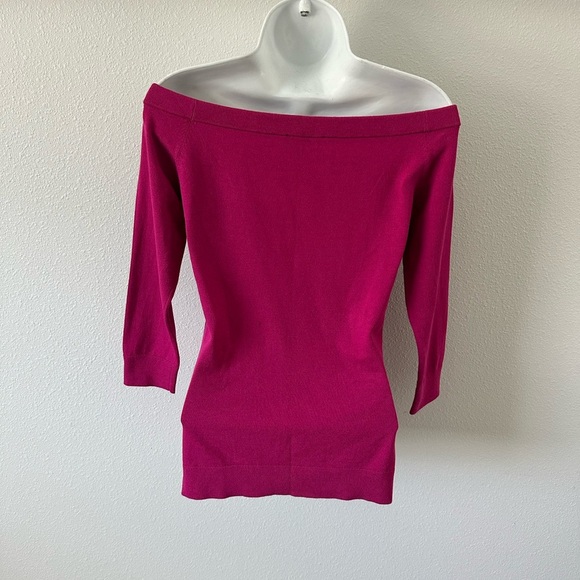 Ann Taylor Off-Shoulder Magenta Sweater - Picture 2 of 7